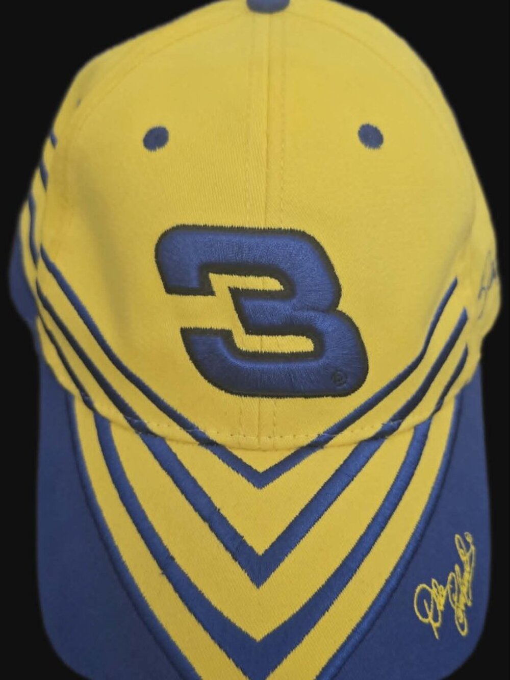 Dale Earnhardt #3 Wrangler Chase Authentics Adjustable NASCAR Hat Yellow Blue Ca